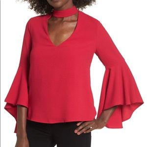 WAYF Ryan Choker Bell Sleeve Top, Size M